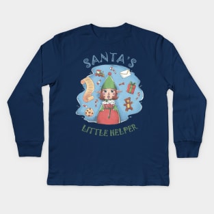 Santas Little Helper - Happy Christmas and a happy new year! - Available in stickers, clothing, etc Kids Long Sleeve T-Shirt